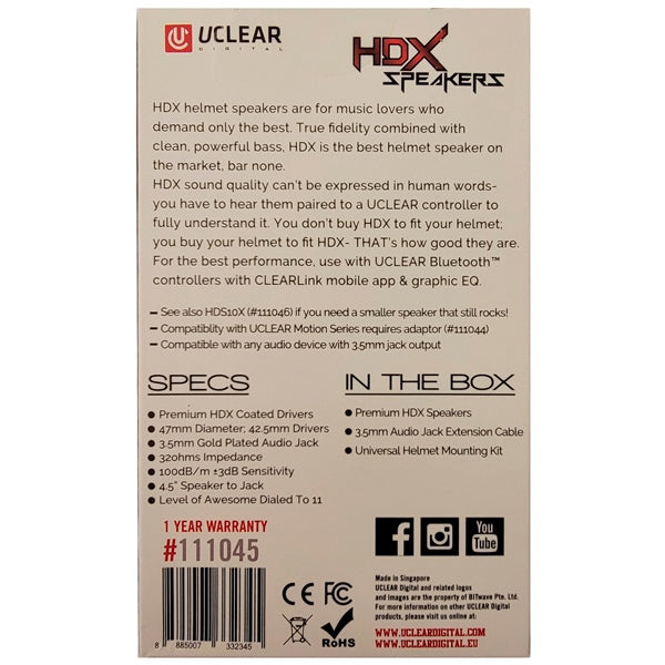 Uclear-HELMET SPEAKER HDX UCLEAR 111045 8885007332345