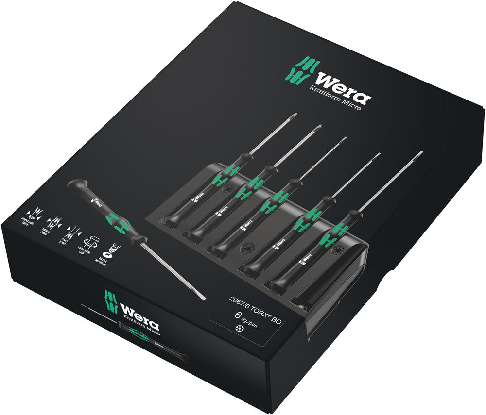 Wera Tools - 2067/6 TORX® BO Screwdriver set and rack for electronic applications