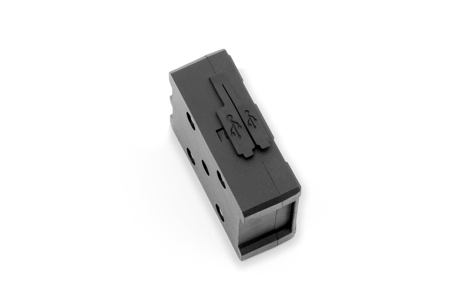 Our thoroughly practical USB charging box fits all BMWs with the factory-side BMW navigation preparation (Navigator V, VI).