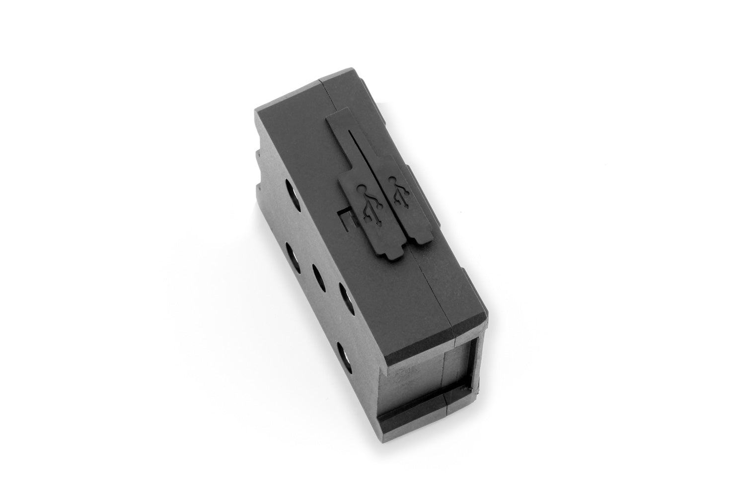 Our thoroughly practical USB charging box fits all BMWs with the factory-side BMW navigation preparation (Navigator V, VI).