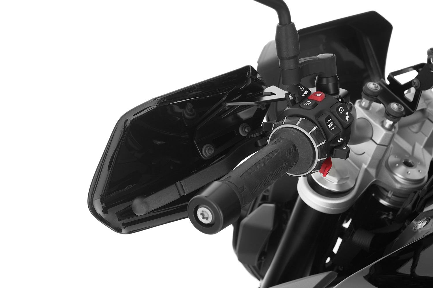 These hand guards offer maximum protection from cold, rain, or dirt.