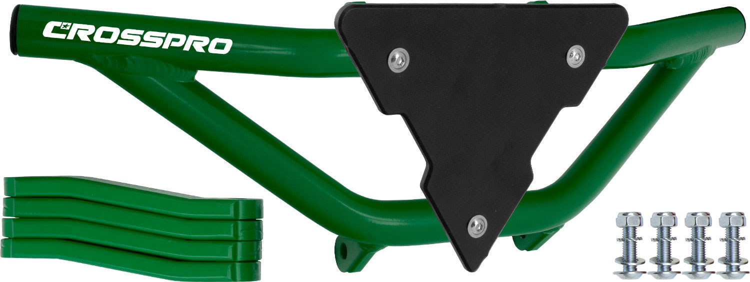 Crosspro - Front Bumper Gliese For Yamaha YFM 350 Raptor-Green Tube / Black Plate