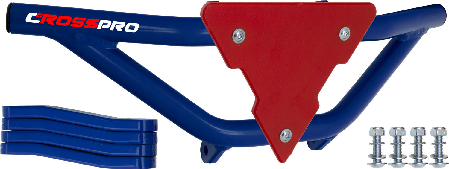 Crosspro - Front Bumper Gliese For Yamaha YFM 250 Raptor-Blue Tube / Red Plate