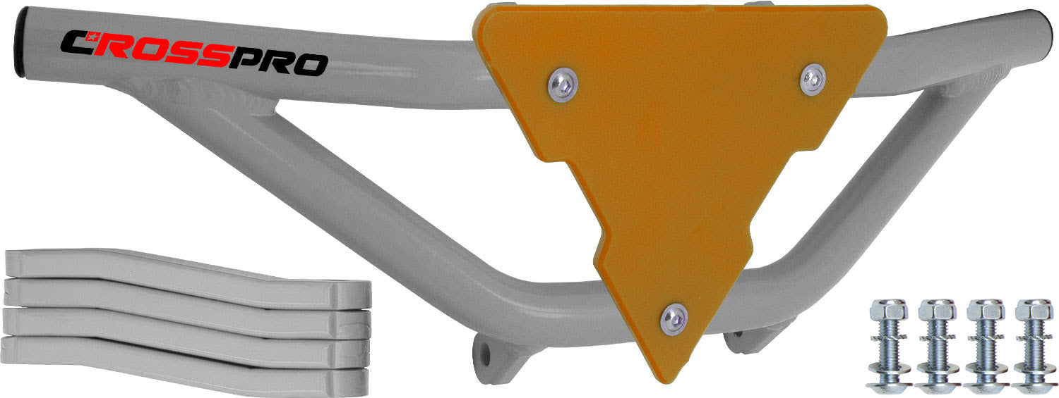 Crosspro - Front Bumper Gliese For Yamaha YFM 700 Raptor-White Tube / Yellow Plate