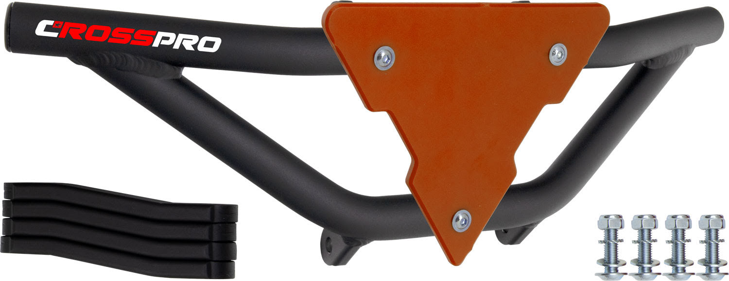 Crosspro - Front Bumper Gliese For Yamaha YFM 660 Raptor-Textured Black Tube / Orange Plate