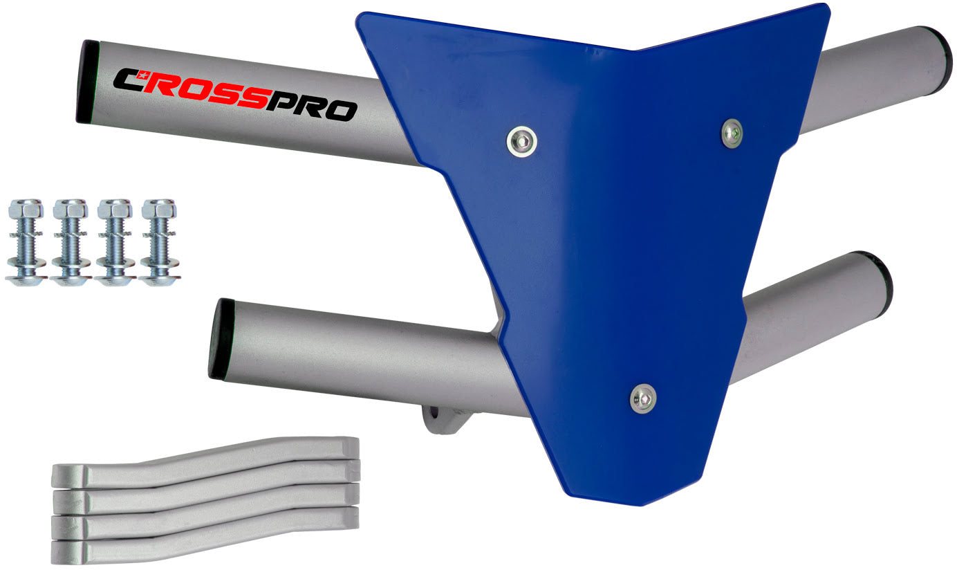 Crosspro - Front Bumper Waspe For Arctic Cat 400 DVX, Honda TRX 400, TRX 450, Honda TRX 400, Kawasaki KFX 400, Suzuki LT-Z 400-Ice Polish Tube / Blue Plate