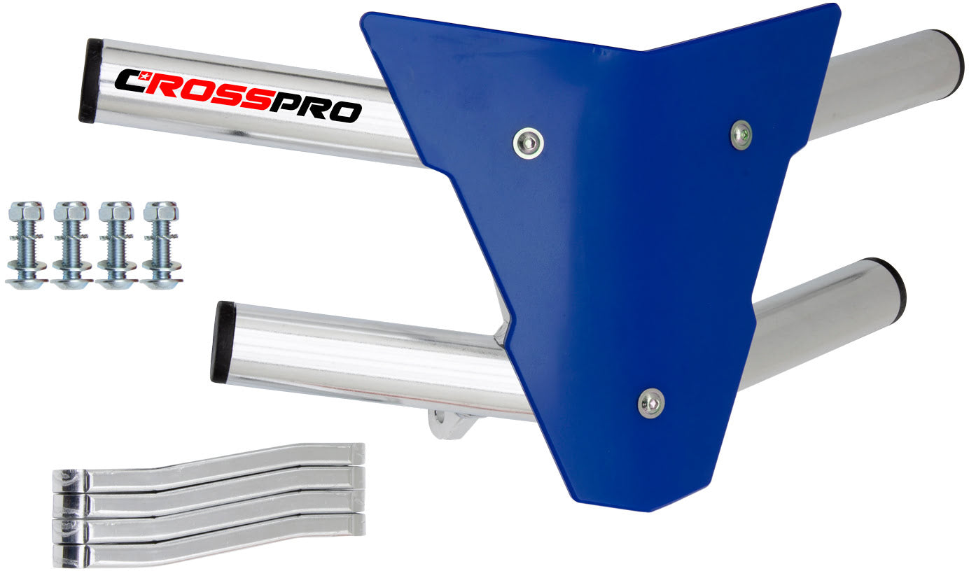 Crosspro - Front Bumper Waspe For Arctic Cat 400 DVX, Honda TRX 400, TRX 450, Honda TRX 400, Kawasaki KFX 400, Suzuki LT-Z 400-Polish Tubo / Blue Plate