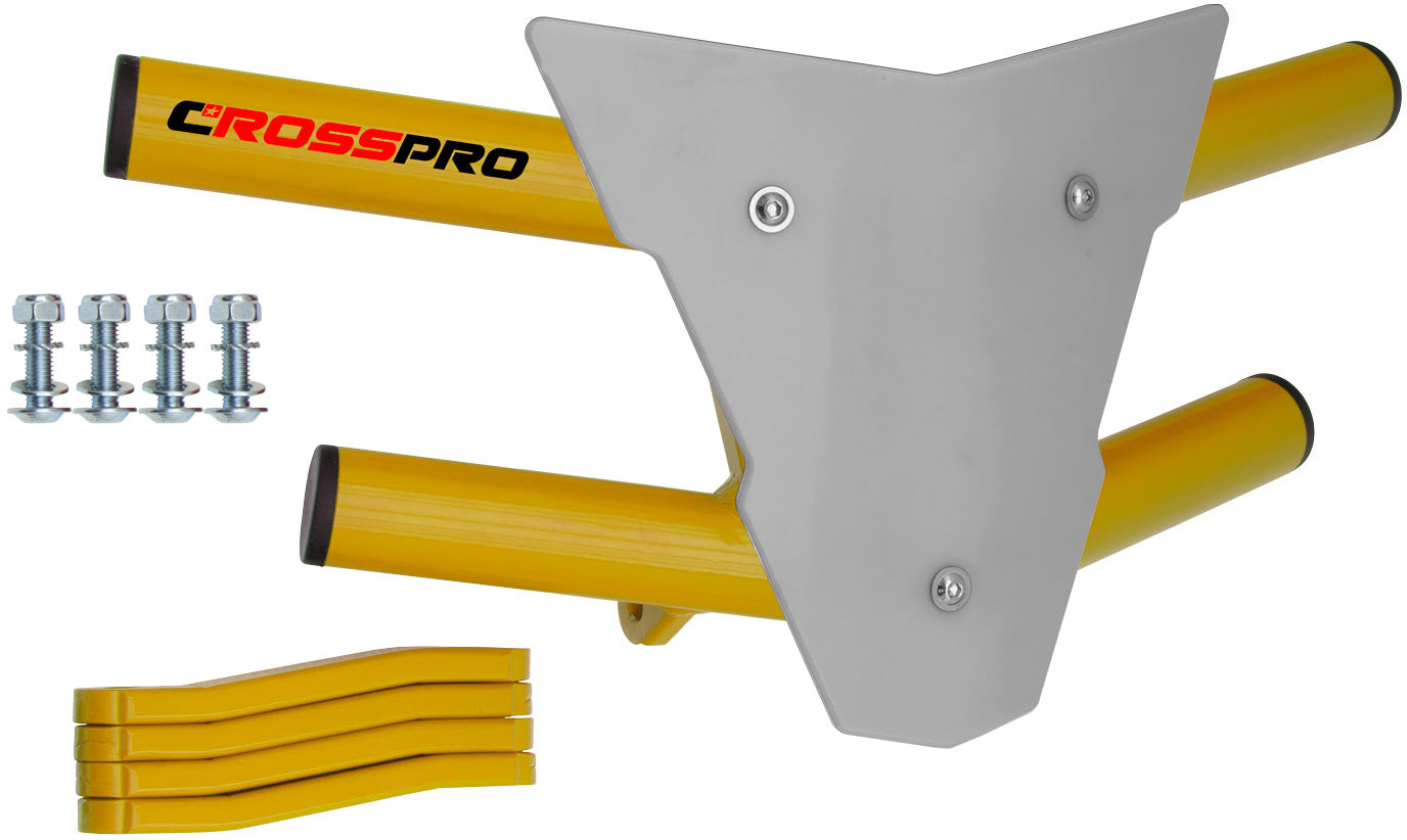 Crosspro - Front Bumper Waspe For Arctic Cat 400 DVX, Honda TRX 400, Honda TRX 450, Honda TRX 400, Kawasaki KFX 400, Suzuki LT-Z 400-Yellow Tube / White Plate