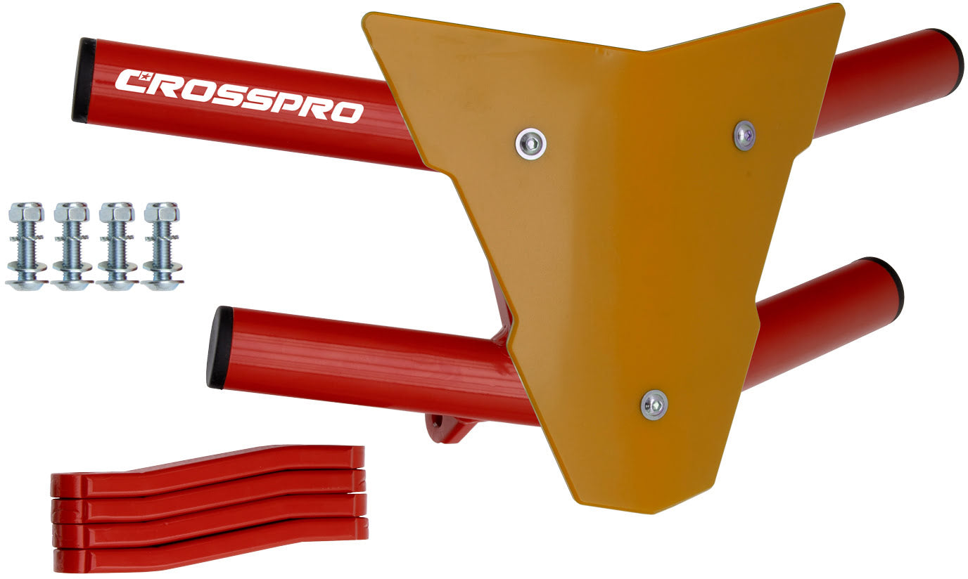Crosspro - Front Bumper Waspe For Arctic Cat 400 DVX, Honda TRX 400, TRX 450, Honda TRX 400, Kawasaki KFX 400, Suzuki LT-Z 400-Red Tube / Yellow Plate
