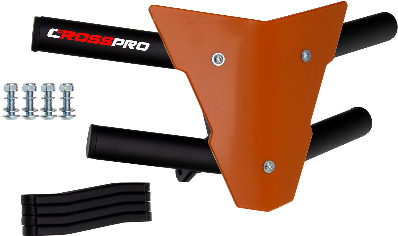 Crosspro - Front Bumper Waspe For Arctic Cat 400 DVX, Honda TRX 400, TRX 450, Honda TRX 400, Kawasaki KFX 400, Suzuki LT-Z 400-Textured Black Tube / Orange Plate