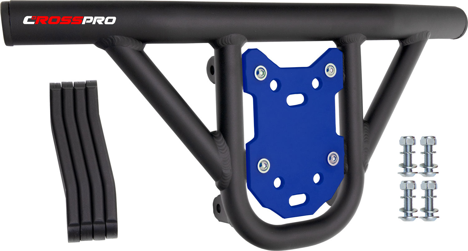 Crosspro - Front Bumper Hat For Can Am (BRP) DS 450-Textured Black Tube / Blue Plate
