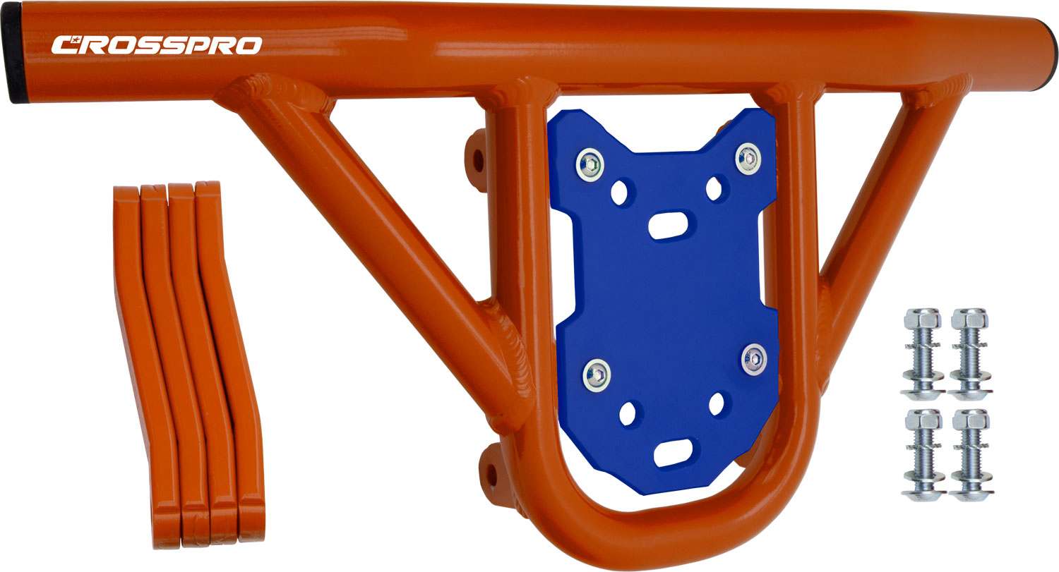 Crosspro - Front Bumper Hat For Can Am (BRP) DS 450-Orange Tube / Blue Plate
