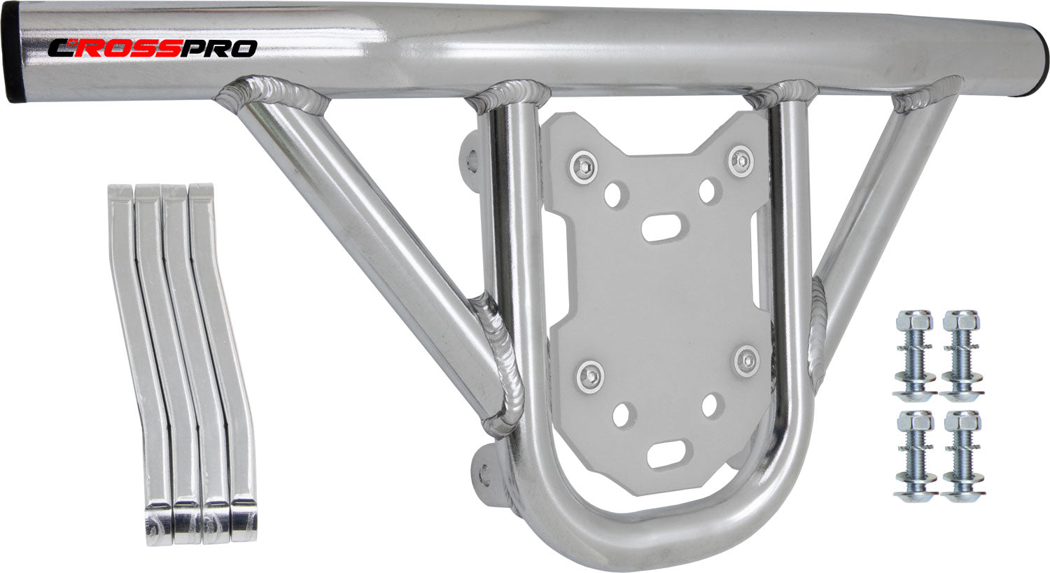 Crosspro - Front Bumper Hat For Yamaha YFZ 450R-Polish Tubo / White Plate