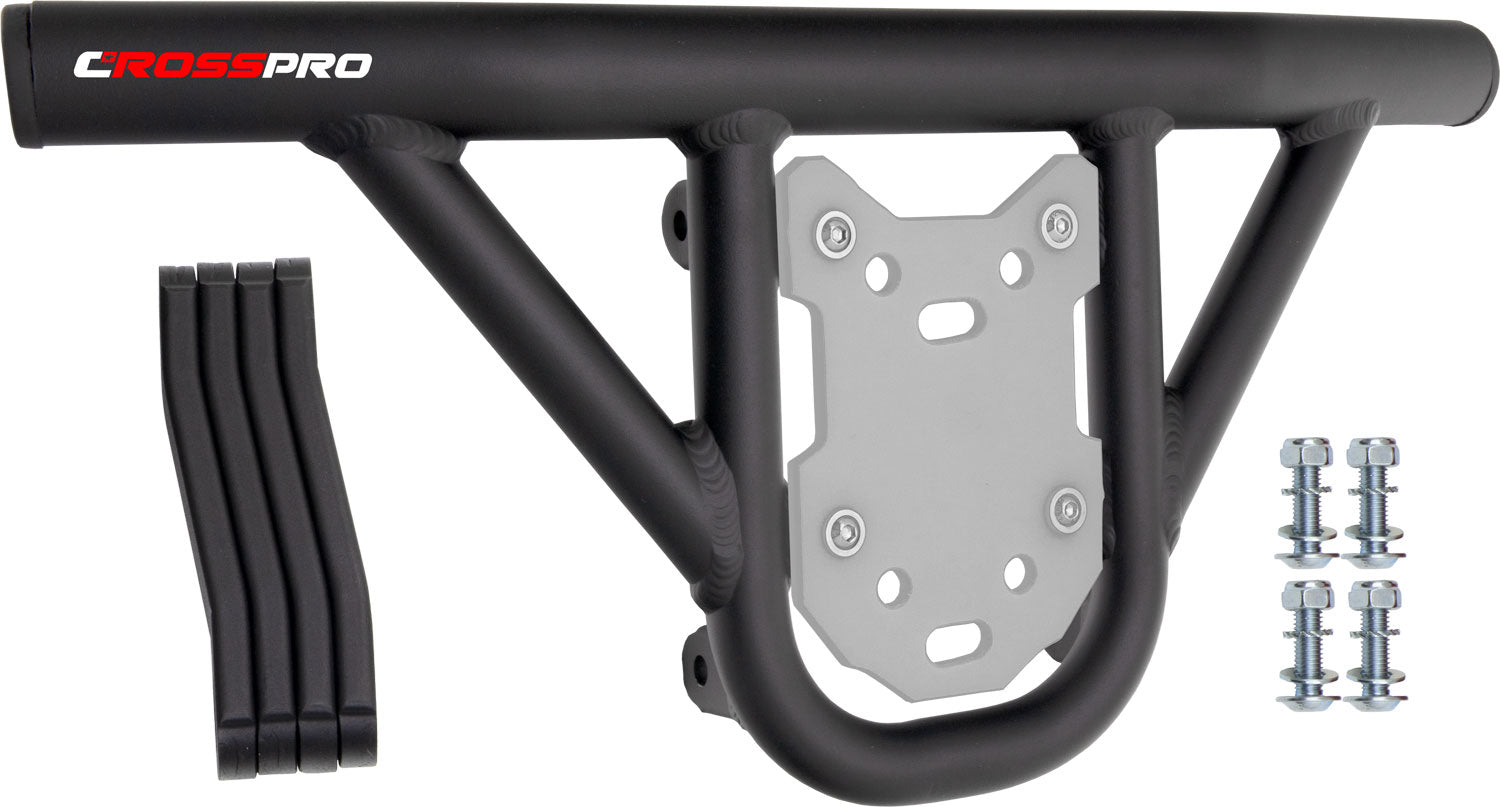 Crosspro - Front Bumper Hat For Yamaha YFM 350 Raptor-Textured Black Tube / White Plate