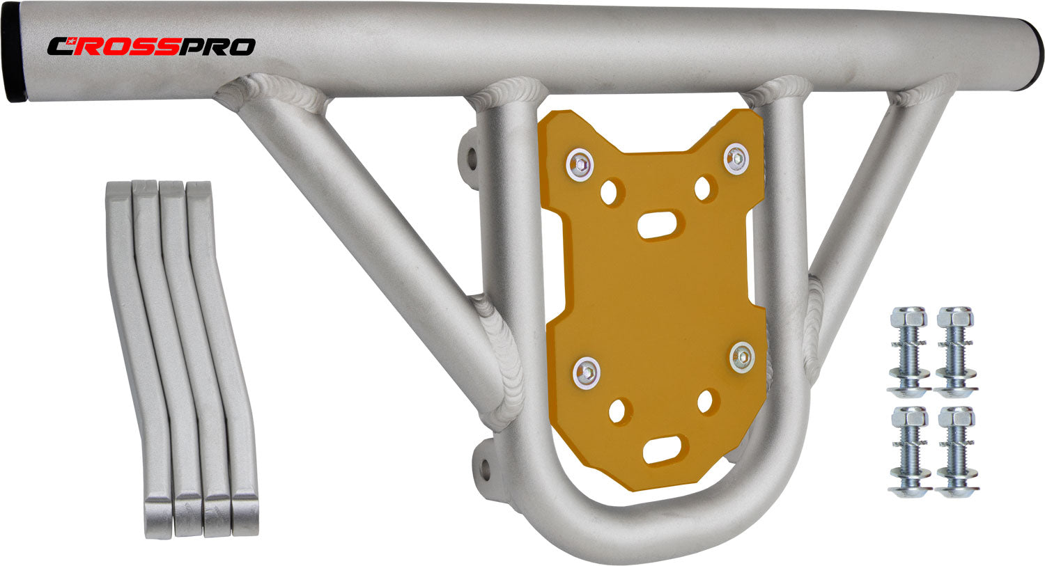 Crosspro - Front Bumper Hat For Can Am (BRP) DS 450-Ice Polish Tube / Yellow Plate