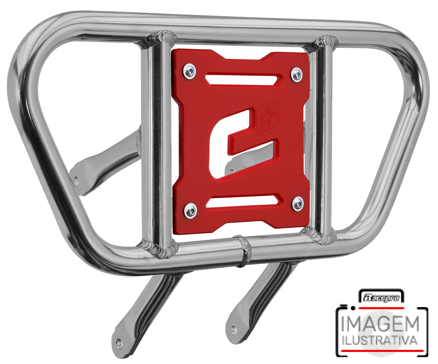 Crosspro - Front Bumper CR01 For Kawasaki KFX 450R-Polish Tubo / Red Plate