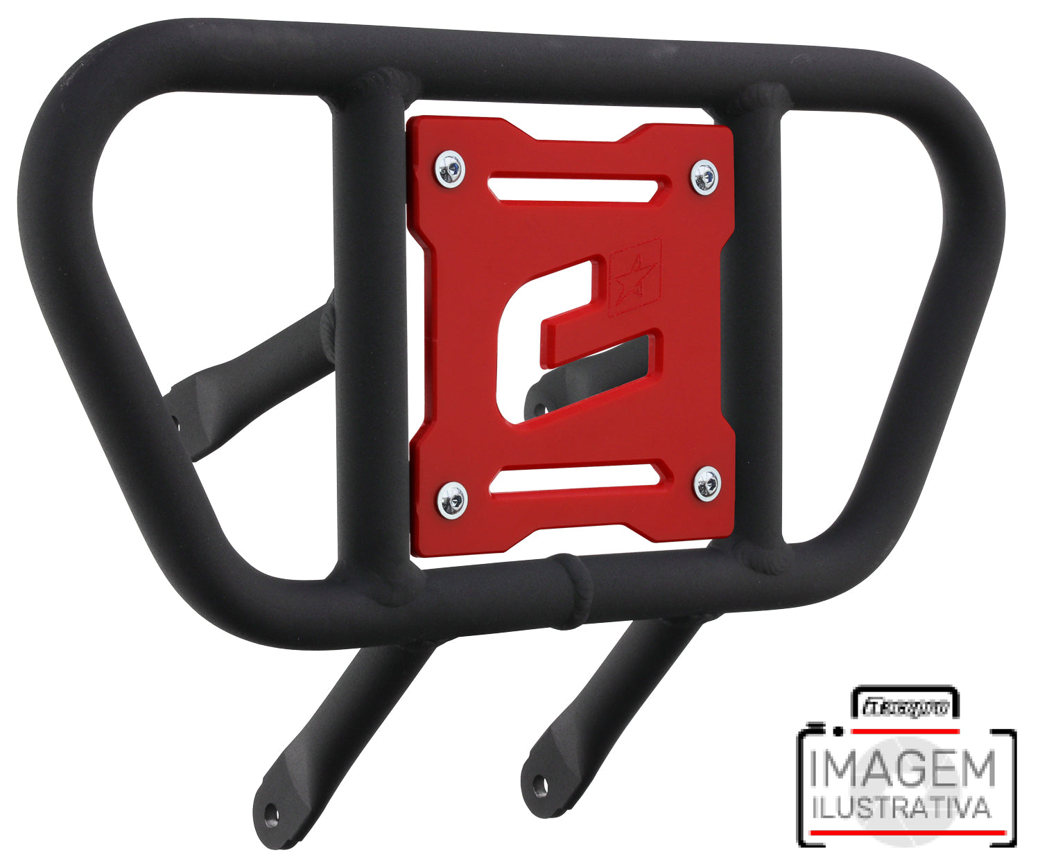 Crosspro - Front Bumper CR01 For Arctic Cat 400 DVX, Honda TRX 400, TRX 450, Honda TRX 400, Kawasaki KFX 400, Suzuki LT-Z 400-Textured Black Tube / Red Plate