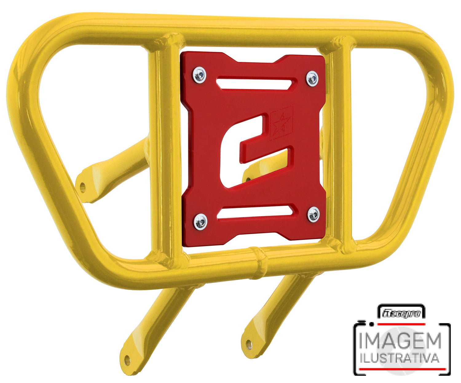 Crosspro - Front Bumper CR01 For Yamaha YFM 660 Raptor-Yellow Tube / Red Plate