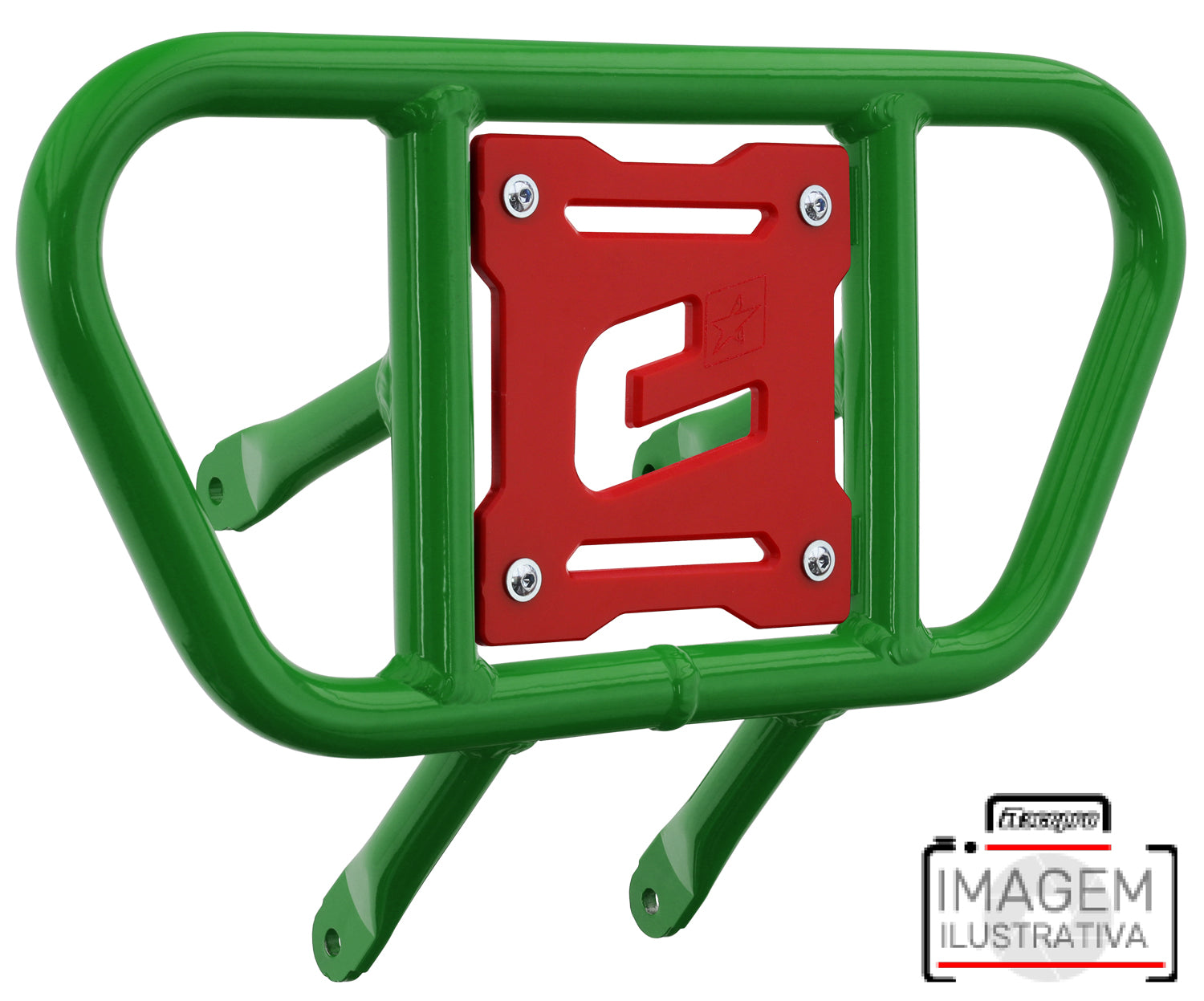 Crosspro - Front Bumper CR01 For Arctic Cat 400 DVX, Honda TRX 400, Honda TRX 450, TRX 450, Honda TRX 400, Kawasaki KFX 400, Suzuki LT-Z 400-Green Tube / Red Plate
