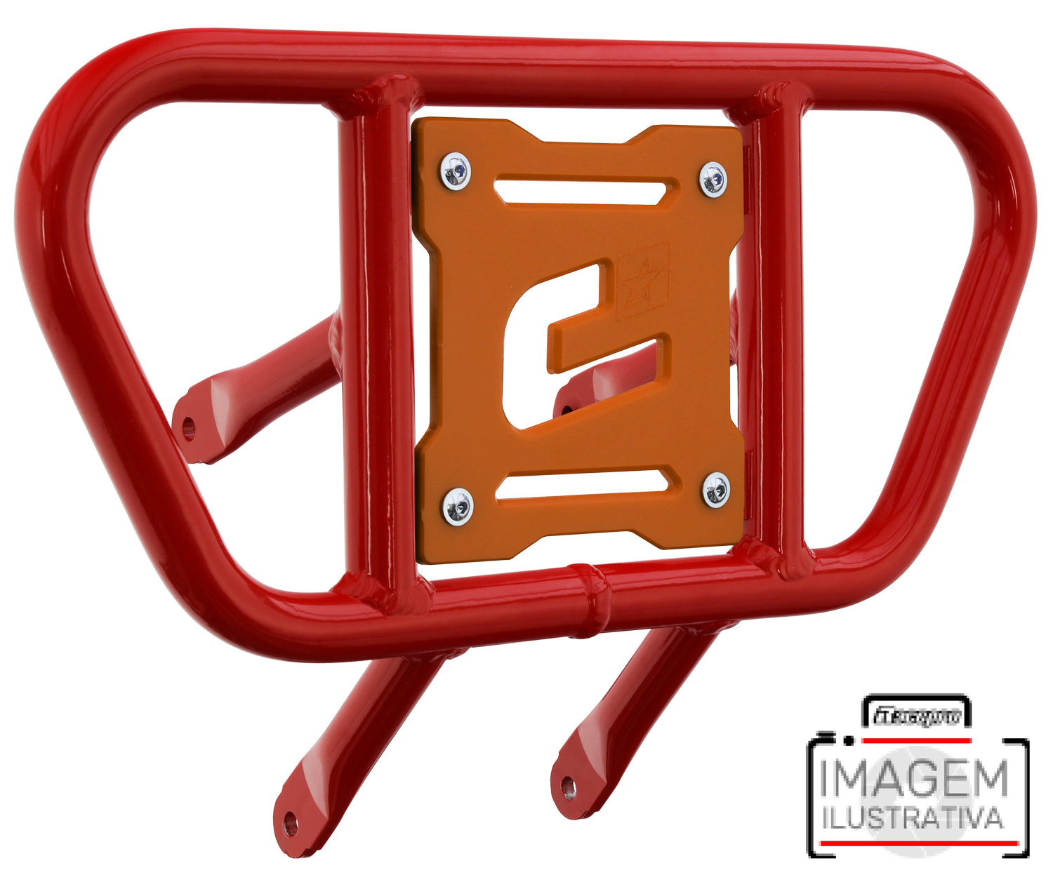 Crosspro - Front Bumper CR01 For Yamaha YFM 700 Raptor-Red Tube / Orange Plate