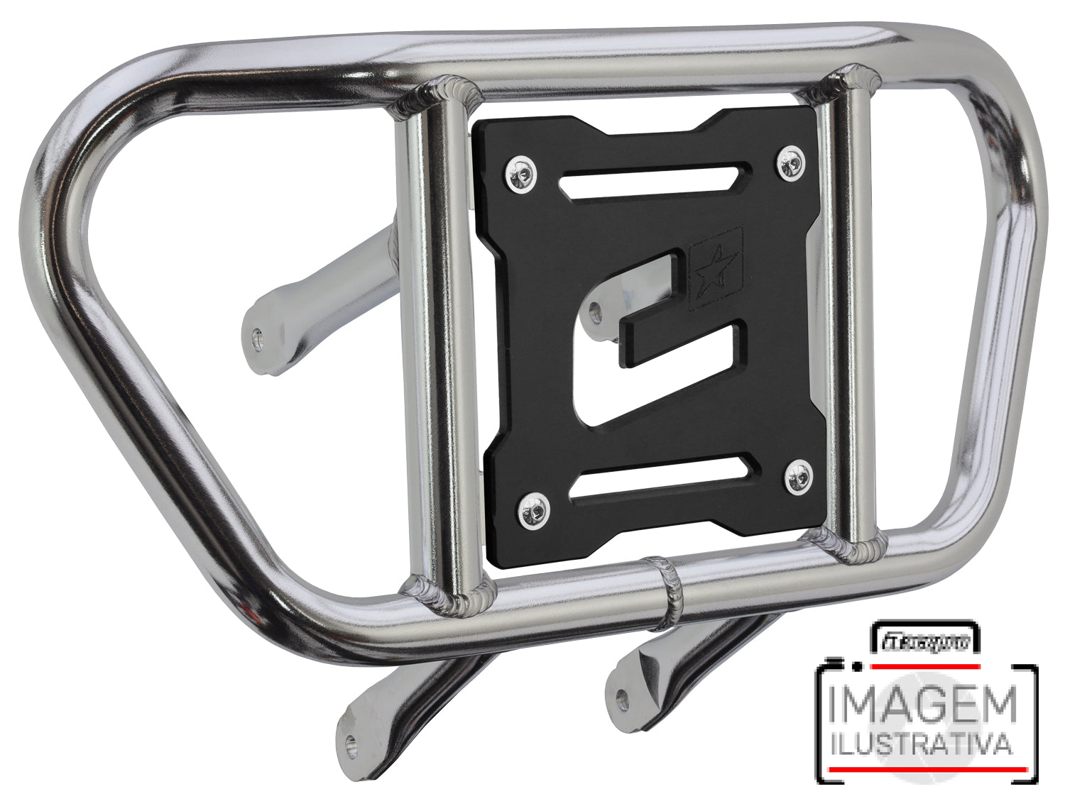 Crosspro - Front Bumper CR02 For Arctic Cat 400 DVX, Honda TRX 400, TRX 450, Honda TRX 400, Kawasaki KFX 400, Suzuki LT-Z 400-Polish Tubo / Black Plate