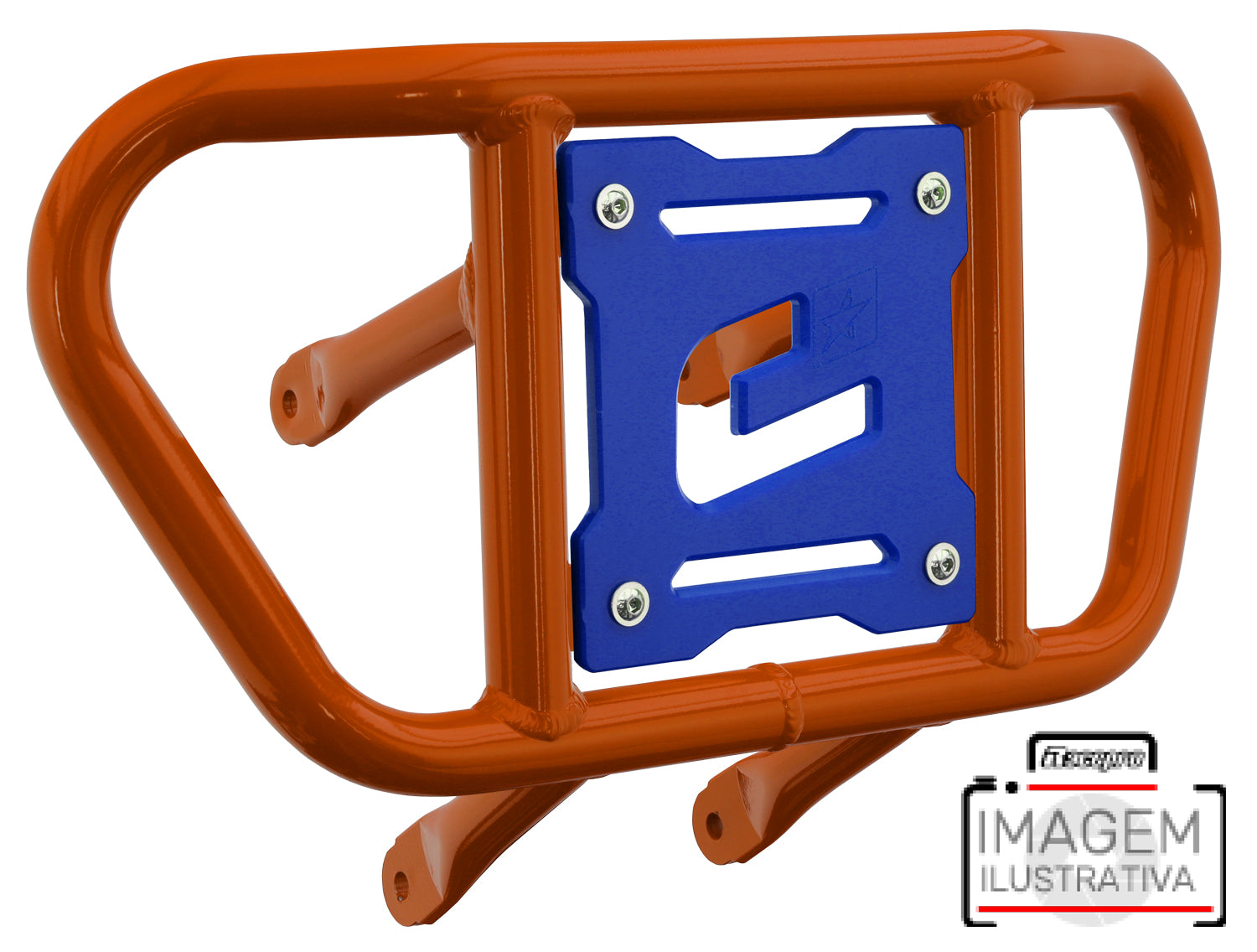 Crosspro - Front Bumper CR02 For Yamaha YFM 700 Raptor-Orange Tube / Blue Plate
