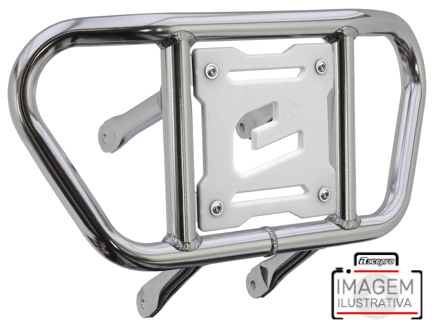 Crosspro - Front Bumper CR02 For Arctic Cat 400 DVX, Honda TRX 400, TRX 450, Honda TRX 400, Kawasaki KFX 400, Suzuki LT-Z 400-Polish Tubo / White Plate