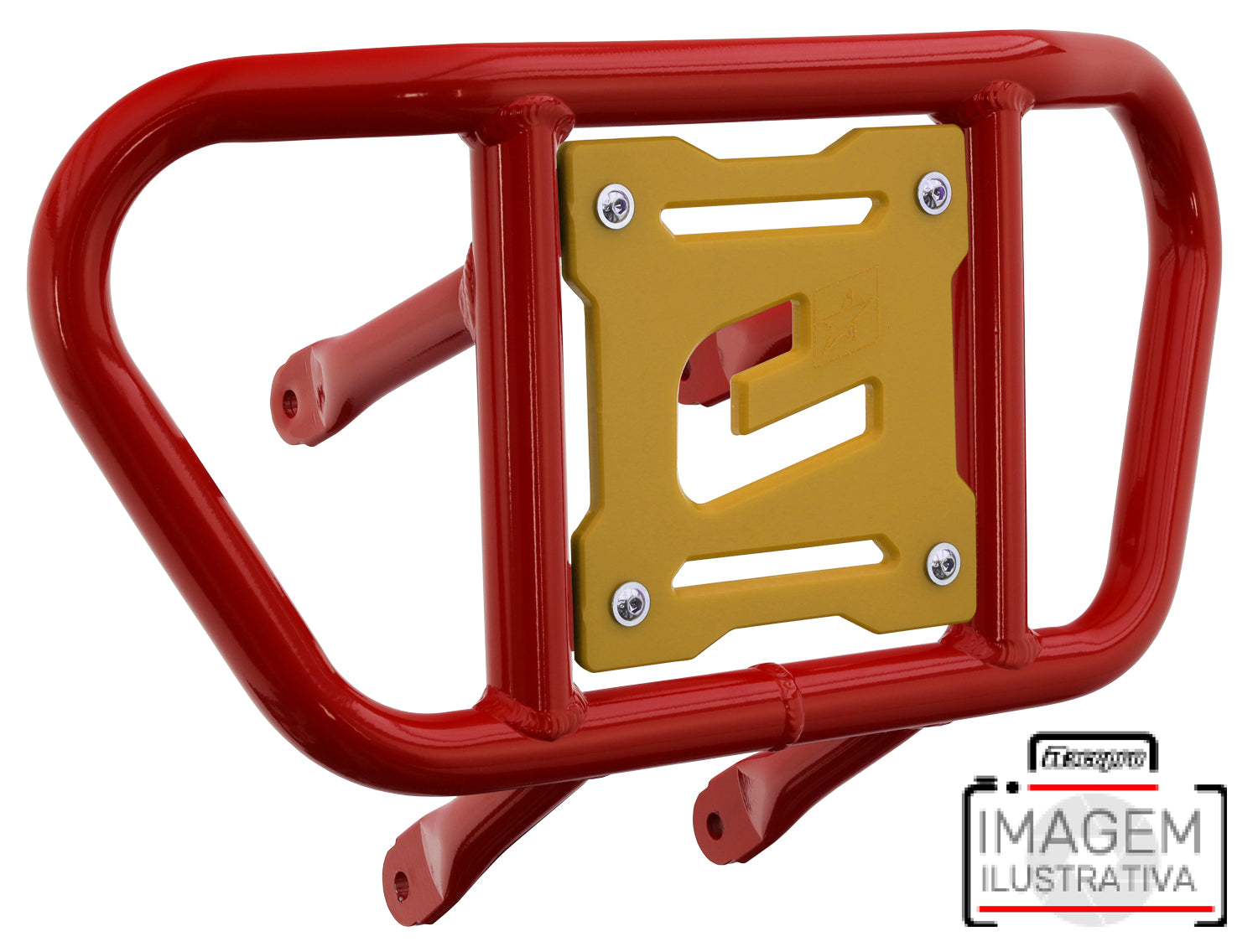 Crosspro - Front Bumper CR02 For Yamaha YFM 700 Raptor-Red Tube / Yellow Plate