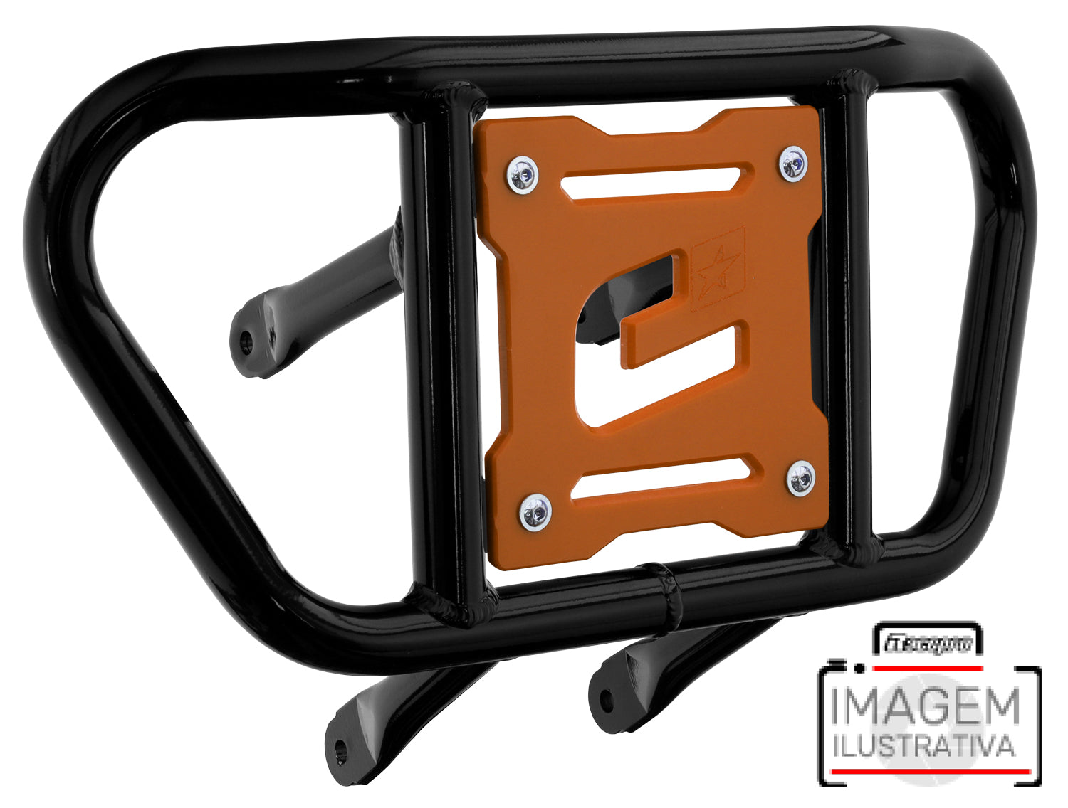 Crosspro - Front Bumper CR02 For Arctic Cat 400 DVX, Honda TRX 400, TRX 450, Honda TRX 400, Kawasaki KFX 400, Suzuki LT-Z 400-Black Tube / Orange Plate