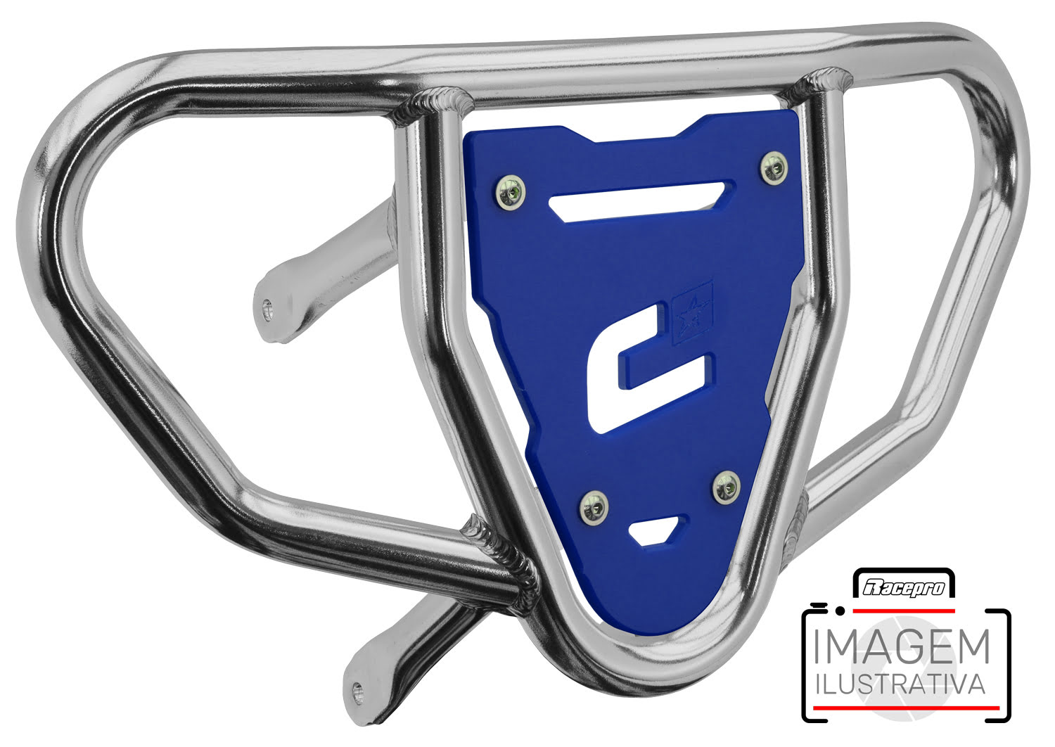 Crosspro - Front Bumper CR03 For Arctic Cat 400 DVX, Honda TRX 400, TRX 450, Honda TRX 400, Kawasaki KFX 400, Suzuki LT-Z 400-Polish Tubo / Blue Plate