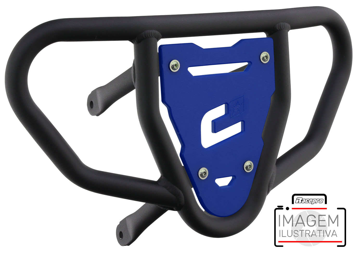Crosspro - Front Bumper CR03 For Yamaha YFM 660 Raptor-Textured Black Tube / Blue Plate