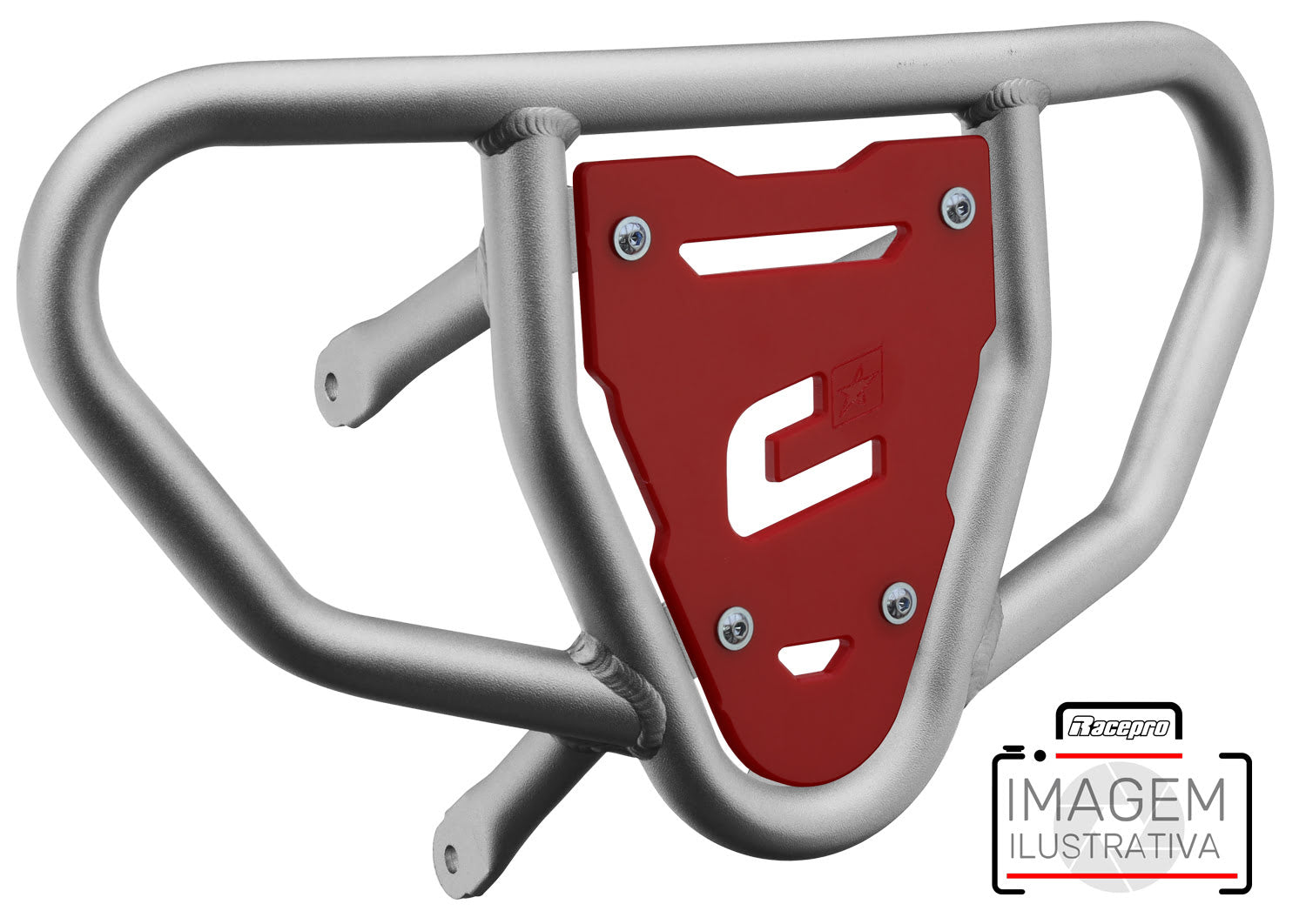 Crosspro - Front Bumper CR03 For Yamaha YFM 660 Raptor-Ice Polish Tube / Red Plate
