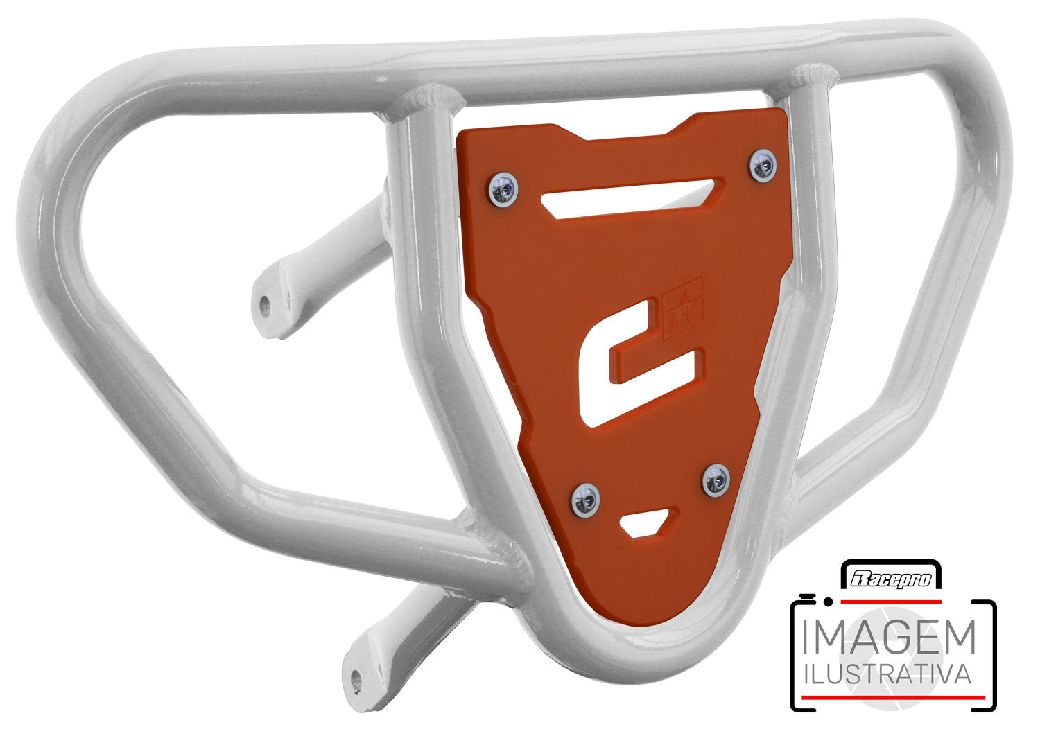 Crosspro - Front Bumper CR03 For Yamaha YFM 700 Raptor-White Tube / Orange Plate