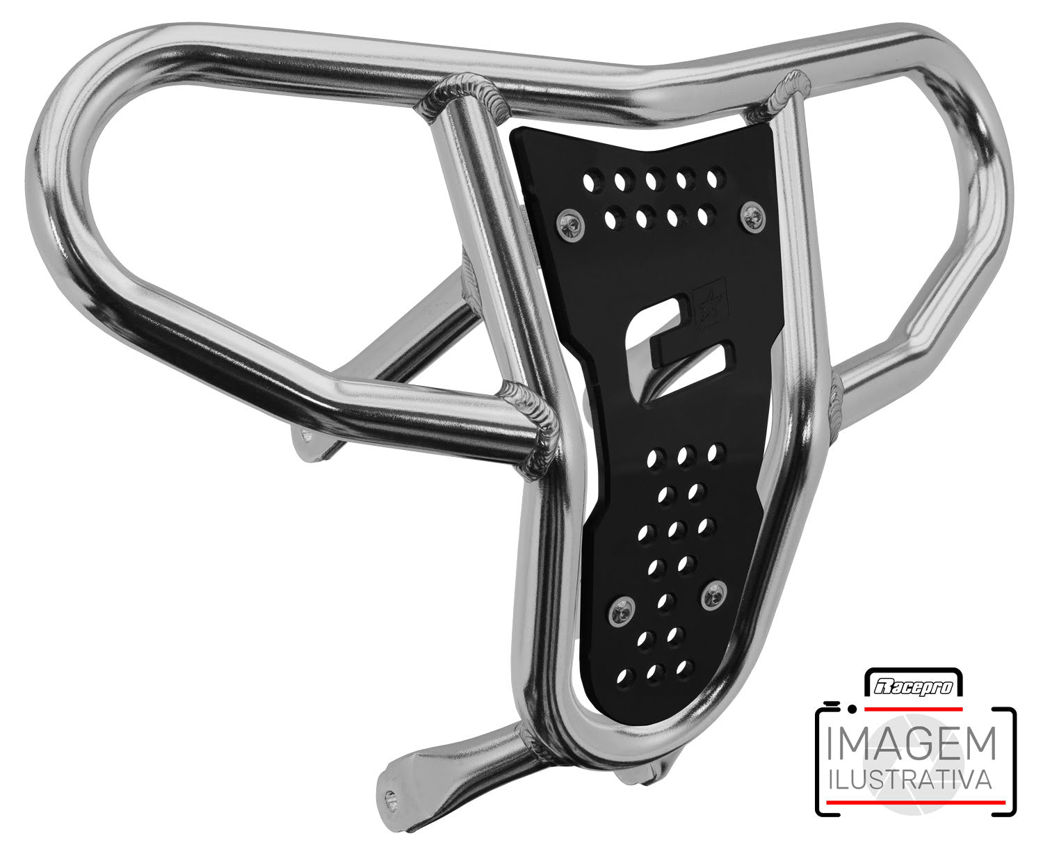 Crosspro - Front Bumper CR04 For Yamaha YFM 700 Raptor-Polish Tubo / Black Plate