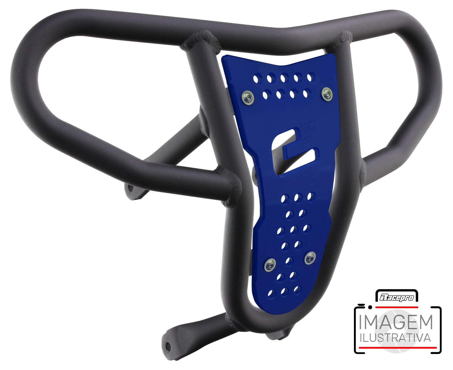 Crosspro - Front Bumper CR04 For Yamaha YFM 660 Raptor-Textured Black Tube / Blue Plate