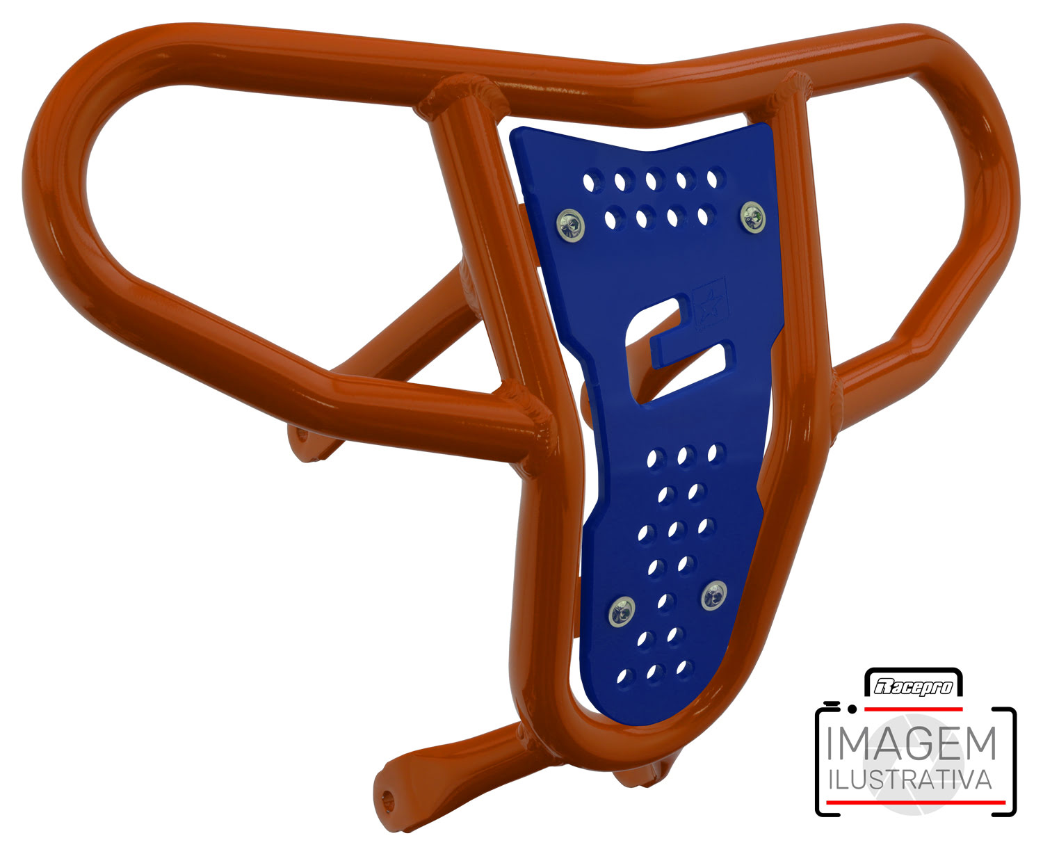 Crosspro - Front Bumper CR04 For Arctic Cat 400 DVX, Honda TRX 400, TRX 450, Honda TRX 400, Kawasaki KFX 400, Suzuki LT-Z 400-Orange Tube / Blue Plate