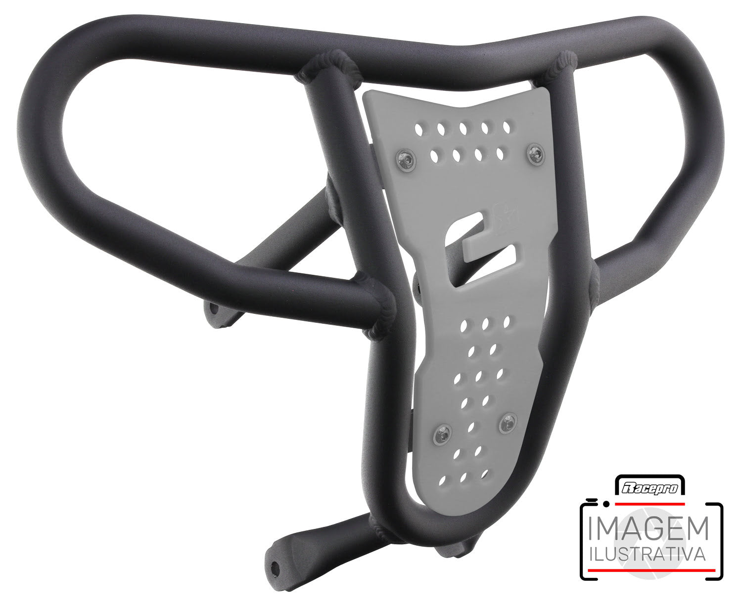 Crosspro - Front Bumper CR04 For Arctic Cat 400 DVX, Honda TRX 400, TRX 450, Honda TRX 400, Kawasaki KFX 400, Suzuki LT-Z 400-Textured Black Tube / White Plate
