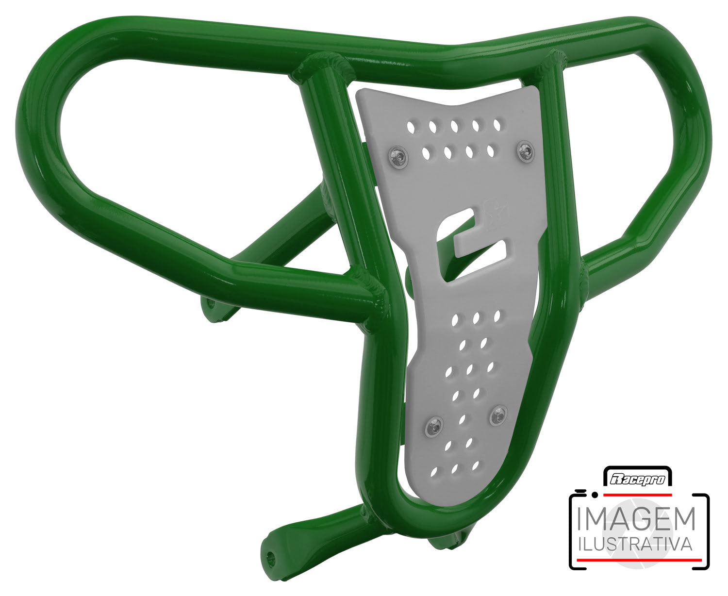Crosspro - Front Bumper CR04 For Arctic Cat 400 DVX, Honda TRX 400, TRX 450, Honda TRX 400, Kawasaki KFX 400, Suzuki LT-Z 400-Green Tube / White Plate