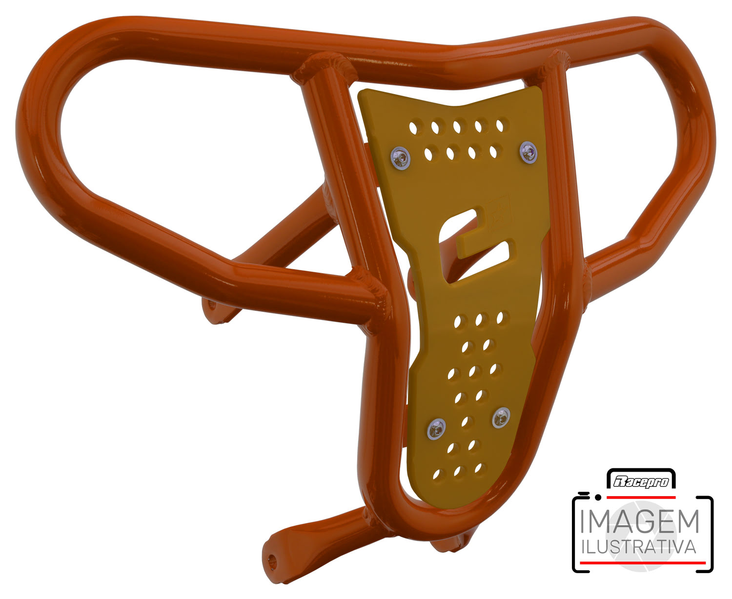 Crosspro - Front Bumper CR04 For Yamaha YFM 660 Raptor-Orange Tube / Yellow Plate