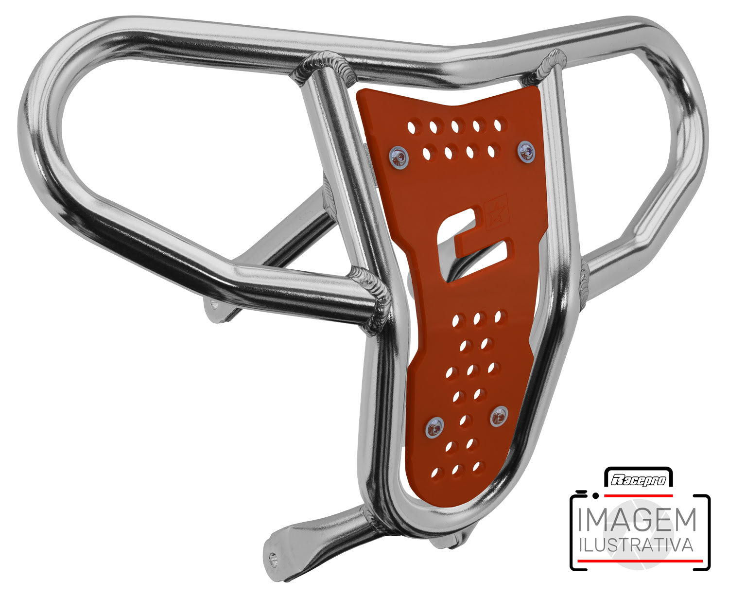 Crosspro - Front Bumper CR04 For Kawasaki KFX 450R-Polish Tubo / Orange Plate