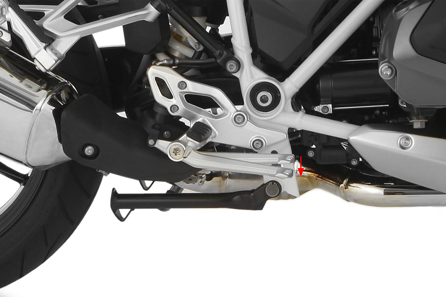 Easy to mount kit for lowering the foot brake lever by approx. 12 mm. Ideal adjustment e.g. when using our Vario EVO1 footrest