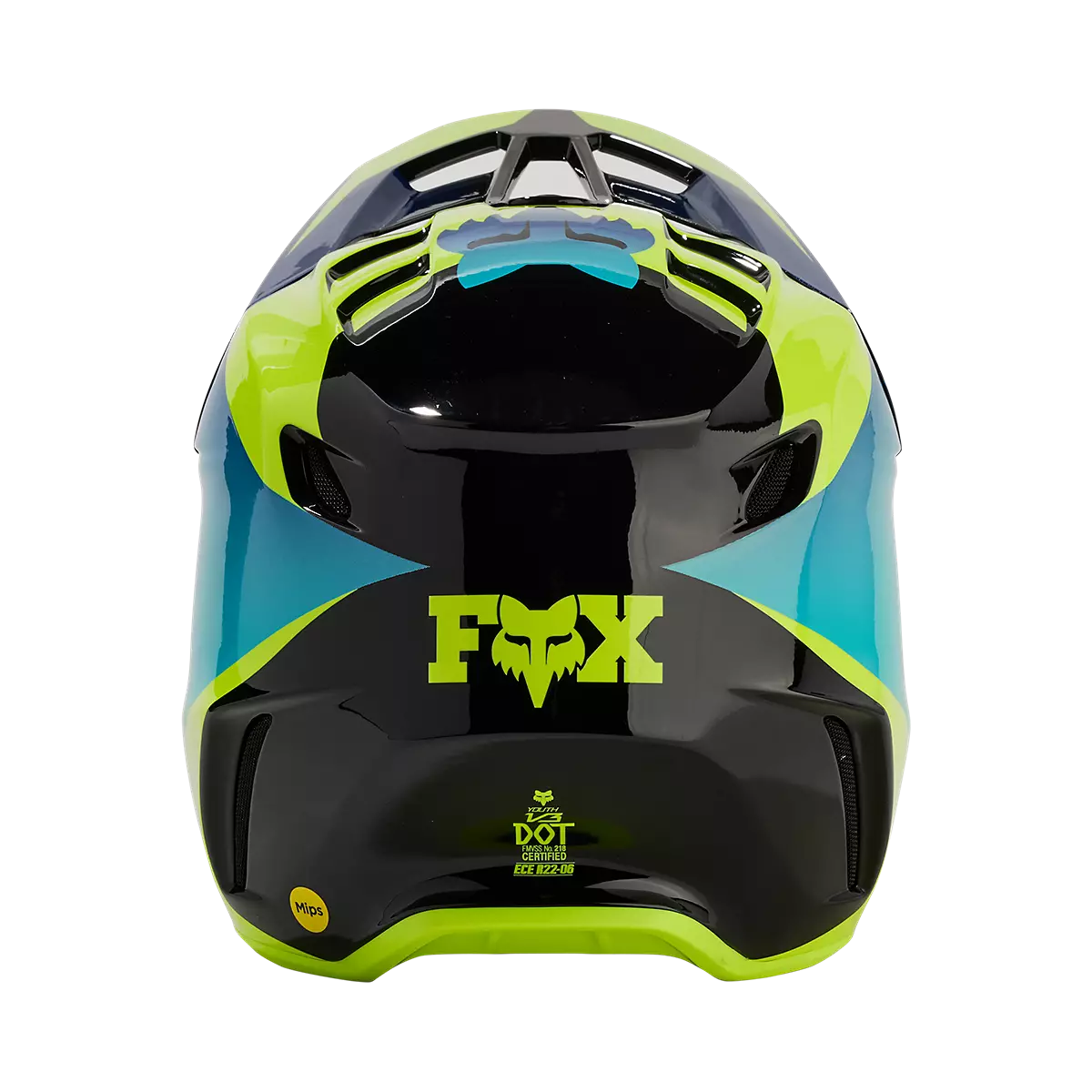 Fox Racing - V3 Streak Helmet Youth-Black/Yellow (31438-019)