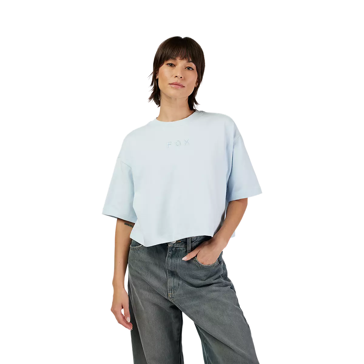 Fox Racing - Womens Wordmark Os Crop Tee-Pale Blue (31984-264)