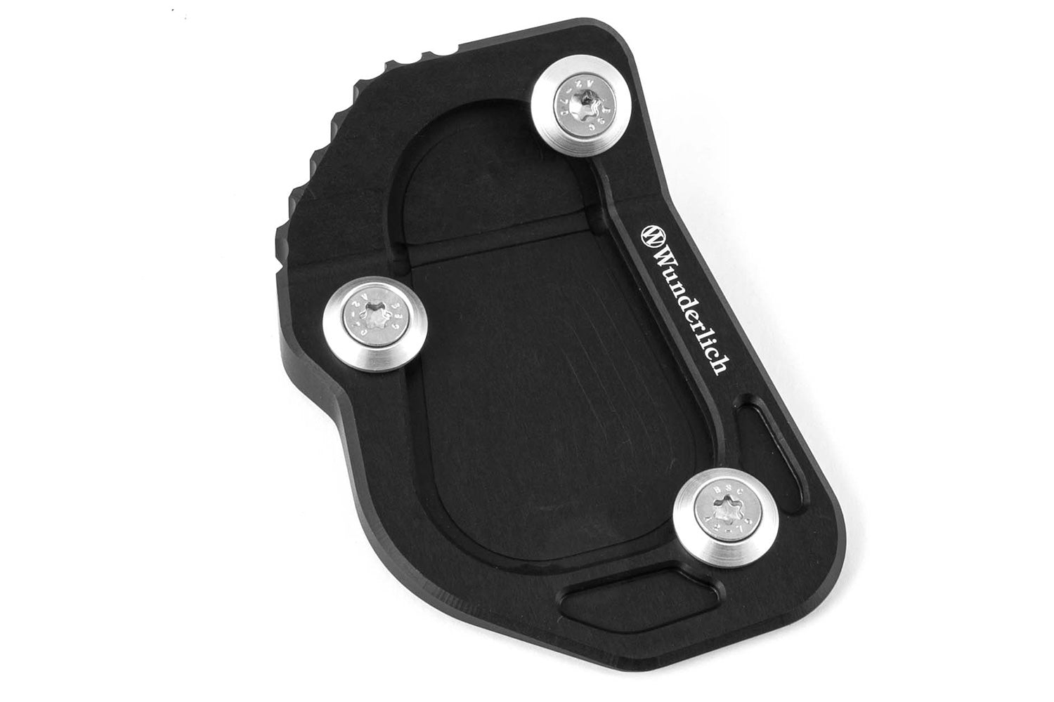 A precisely machined extension plate that can quickly be bolted to the side stand eliminates this risk.