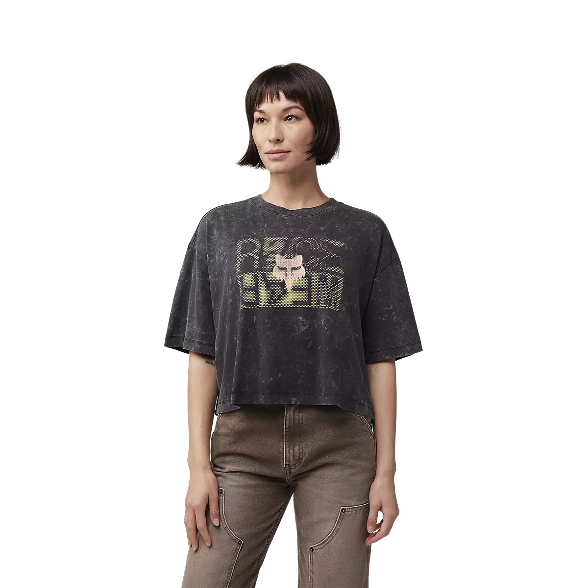 Fox Racing - Womens Throttle Oversized Crop Tee-Black (32904-001)