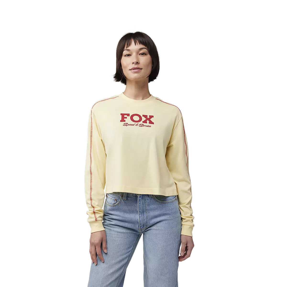 Fox Racing - Womens Speed & Service Long Sleeve Crop Tee-Pale Yellow (32910-274)