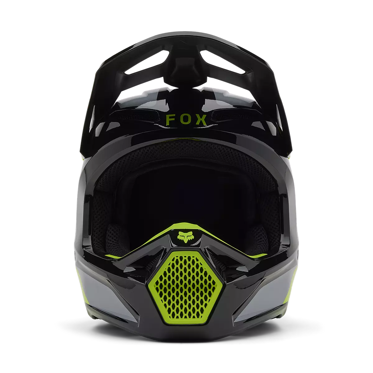 Fox Racing - Youth V1 Lean Helmet-Grey/Yellow (33046-086)