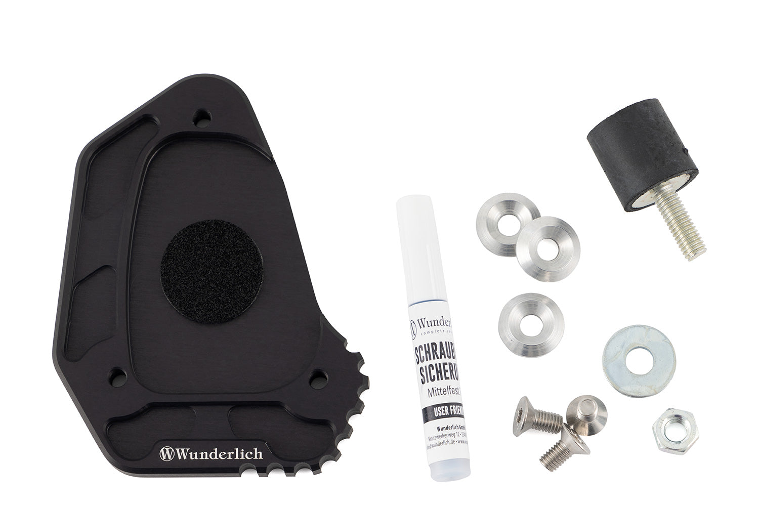 Wunderlich side stand enlarger BMW K 1600 B for secure stand against tilting, even when fully loaded.