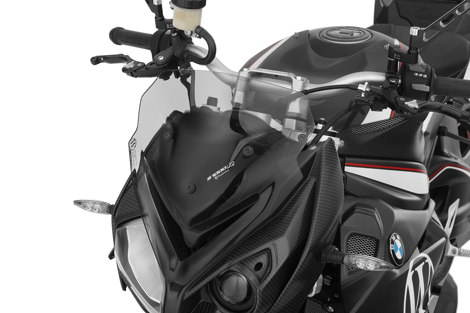 Sport windshield for the S 1000R with an optimal profile and uniformly distributed approaching flow at any speed.