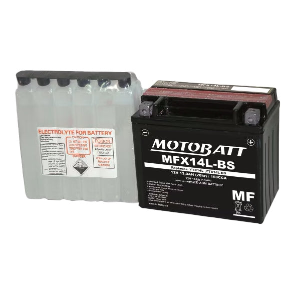Motobatt-MFX14L-BS BATTERY YTX MFX AGM MOTOBATT MFX14L-BS
